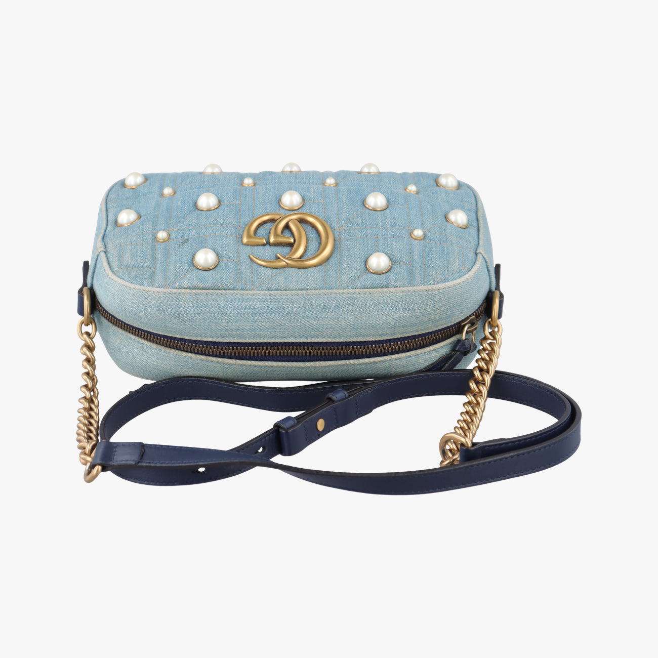 GG Marmont Blue Denim x Leather 447632 B024087403GGマーモント ブルー デニム×レザー 447632 B024087403