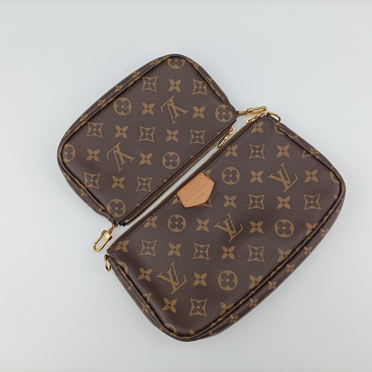 MULTI POCHETTE ACCESSOIRES MARRON×ROSE CLAIRE Monogram Canvas M44840 ICチップミュルティポシェットアクセソワール マロン×ローズ クレール モノグラムキャンバス M44840 ICチップ