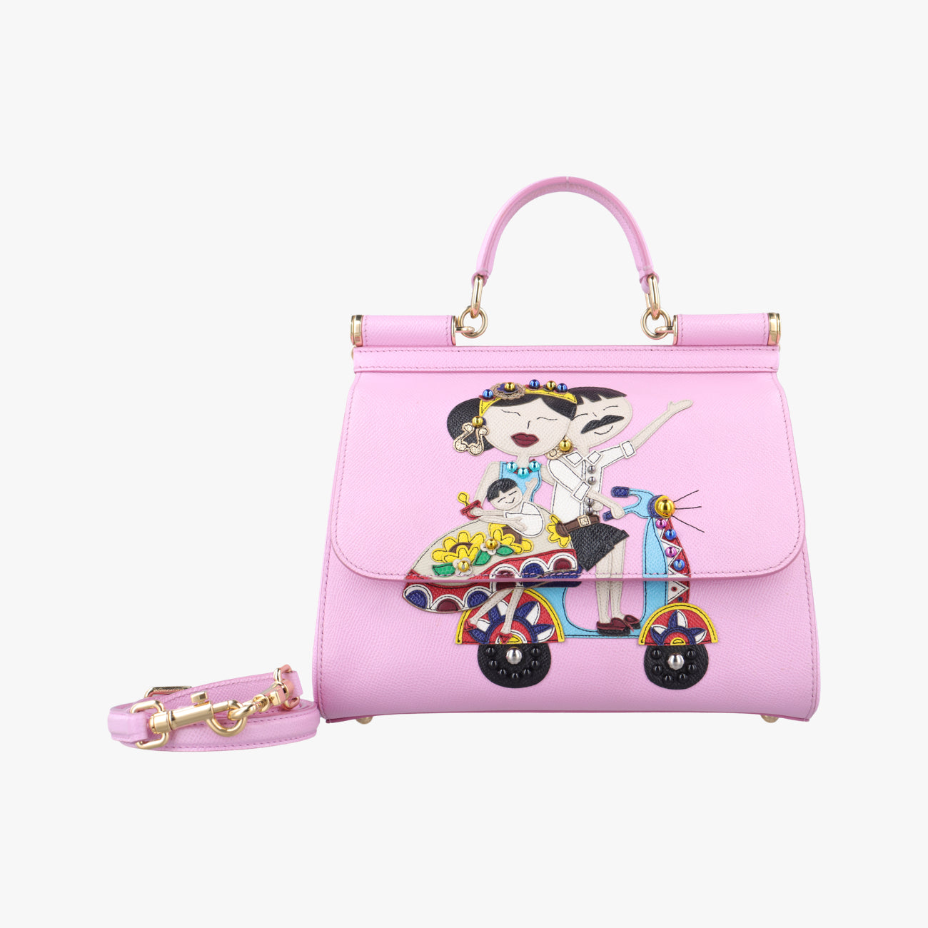 Miss Sicily Family Pink×multicolor Leather 40ミス シシリー ファミリー ピンク×マルチカラー レザー 40