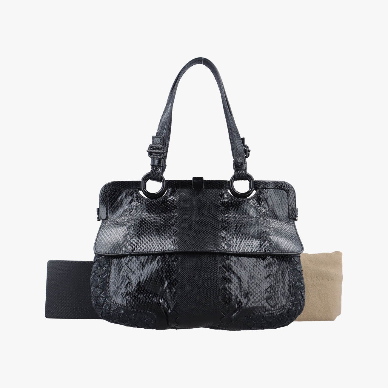 Intrecciato Black Leather×snakeskin B02434049Uイントレチャート ブラック レザーxヘビ革 B02434049U