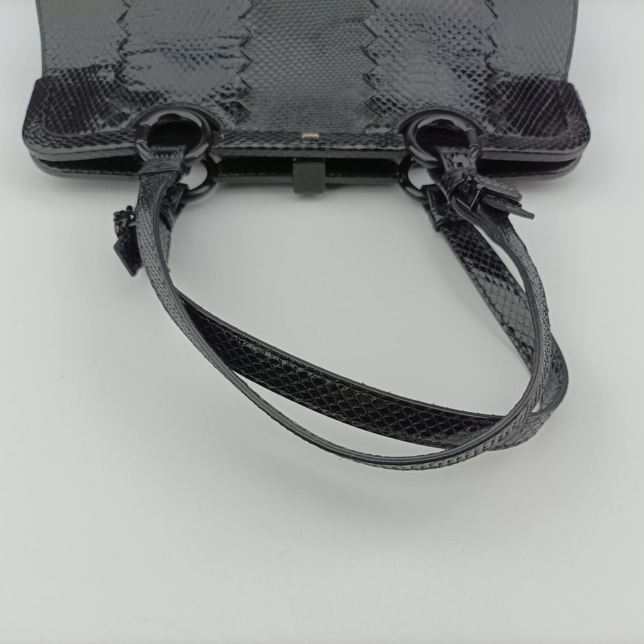 Intrecciato Black Leather×snakeskin B02434049Uイントレチャート ブラック レザーxヘビ革 B02434049U