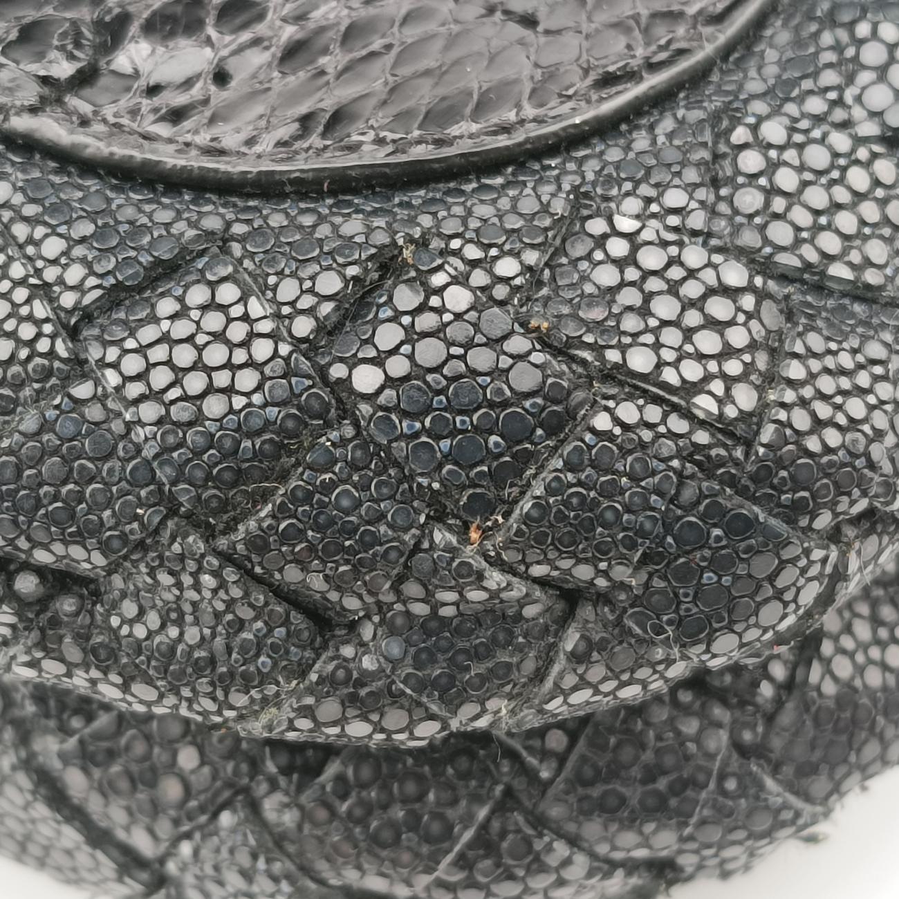 Intrecciato Black Leather×snakeskin B02434049Uイントレチャート ブラック レザーxヘビ革 B02434049U