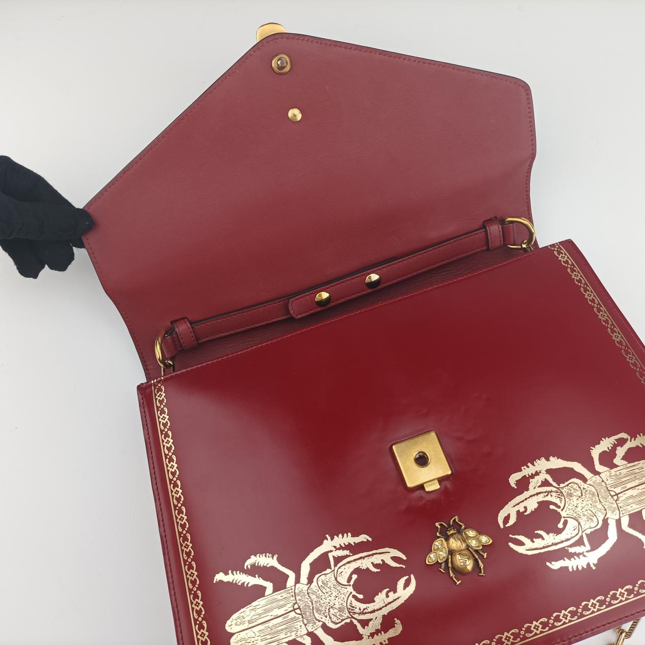 Broche Beetle Print Red×Multicolour Leather 466434 F022834740ブロッシュビートルプリント レッド×マルチカラー レザー 466434 F022834740