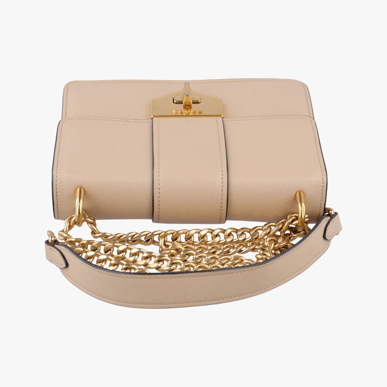 Turn lock Chevron Impunture Autre CuirBeigeSAFFIANO Leather1BD08959ターン ロックベージュサフィアーノレザー1BD08959