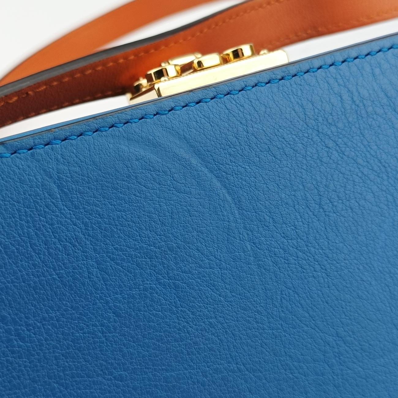 Interlocking G Blue×orange Leather 658230 インターロッキングG ブルー×オレンジ レザー 658230