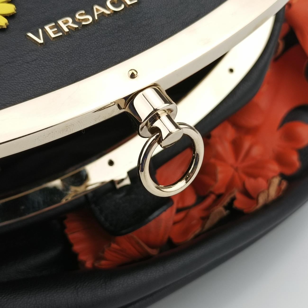 Floral decoration Black×Multicolour Leather CLG980537304792花飾り ブラック×マルチカラー レザー CLG980537304792