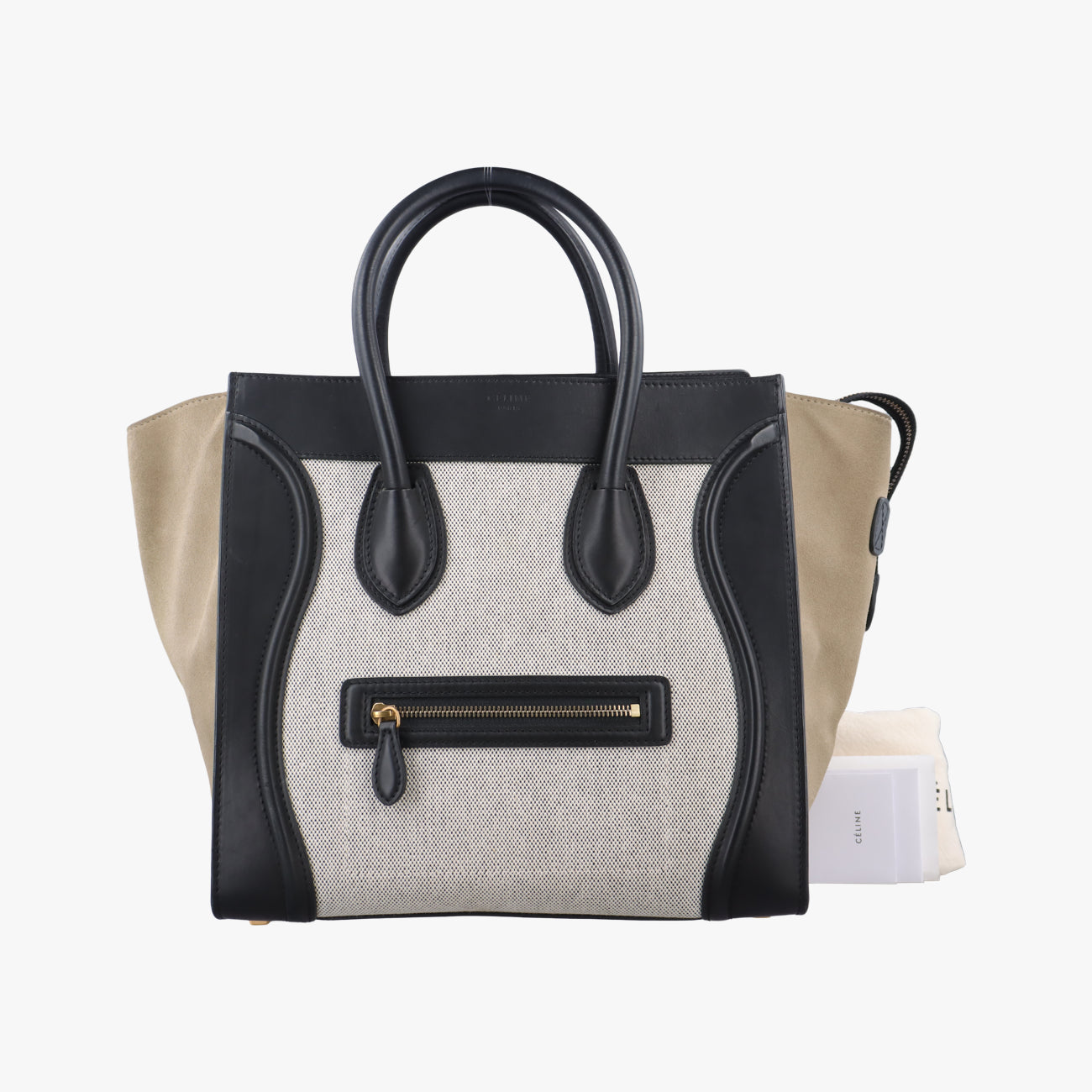 Luggage Micro shopperWhite x Black x BeigeLeather x Canvas× SuedeS-ZP-0193ラゲージマイクロショッパーホワイト×ブラック×ベージュレザー×キャンバス× スエード S-ZP-0193