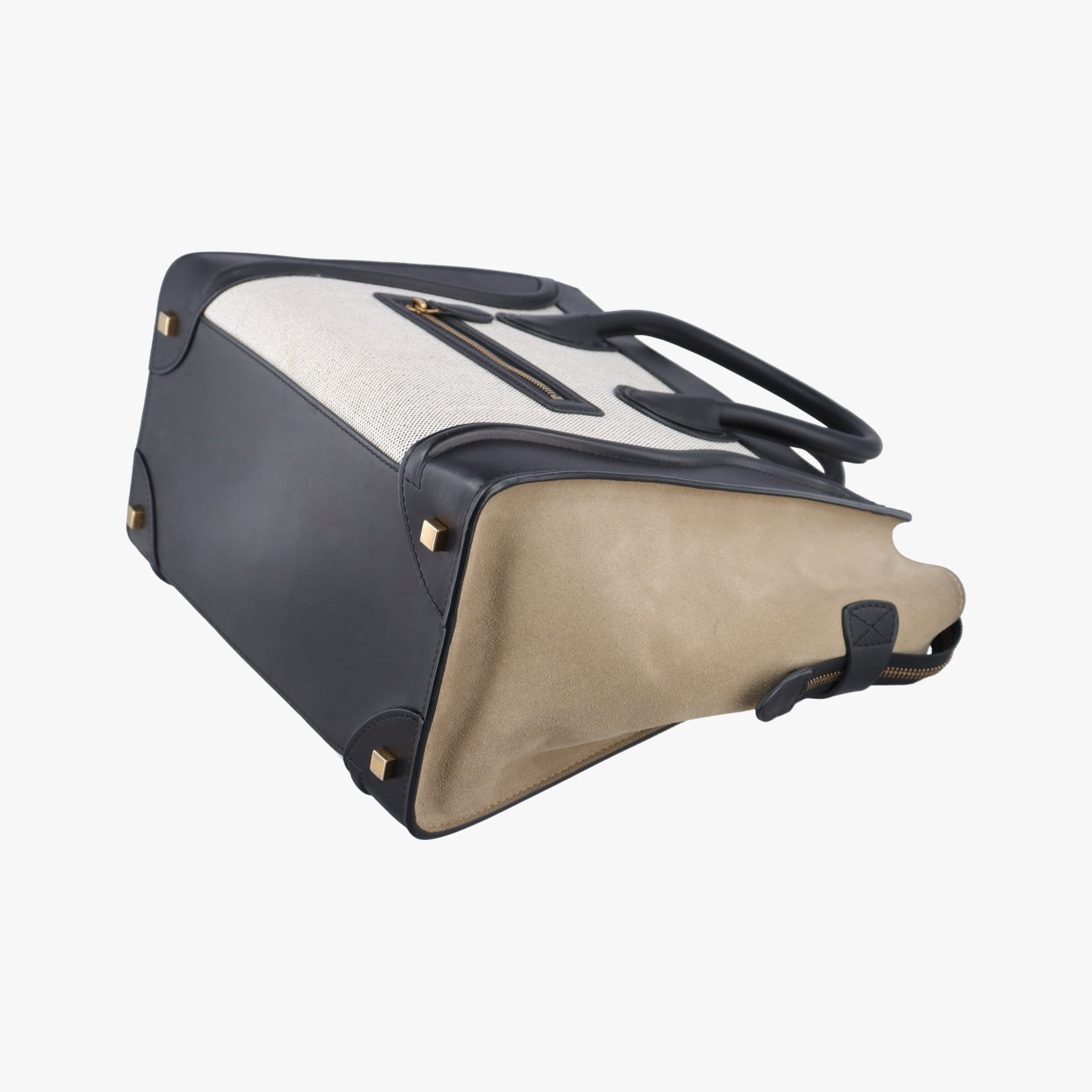 Luggage Micro shopperWhite x Black x BeigeLeather x Canvas× SuedeS-ZP-0193ラゲージマイクロショッパーホワイト×ブラック×ベージュレザー×キャンバス× スエード S-ZP-0193