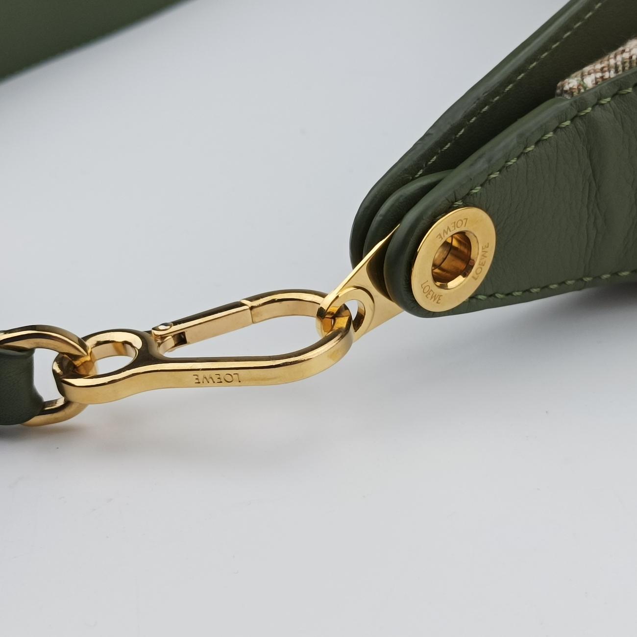 Luna Avocado Green×beige Leather×Canvas 272203ルナ アボカドグリーン×ベージュ レザー×キャンバス 272203