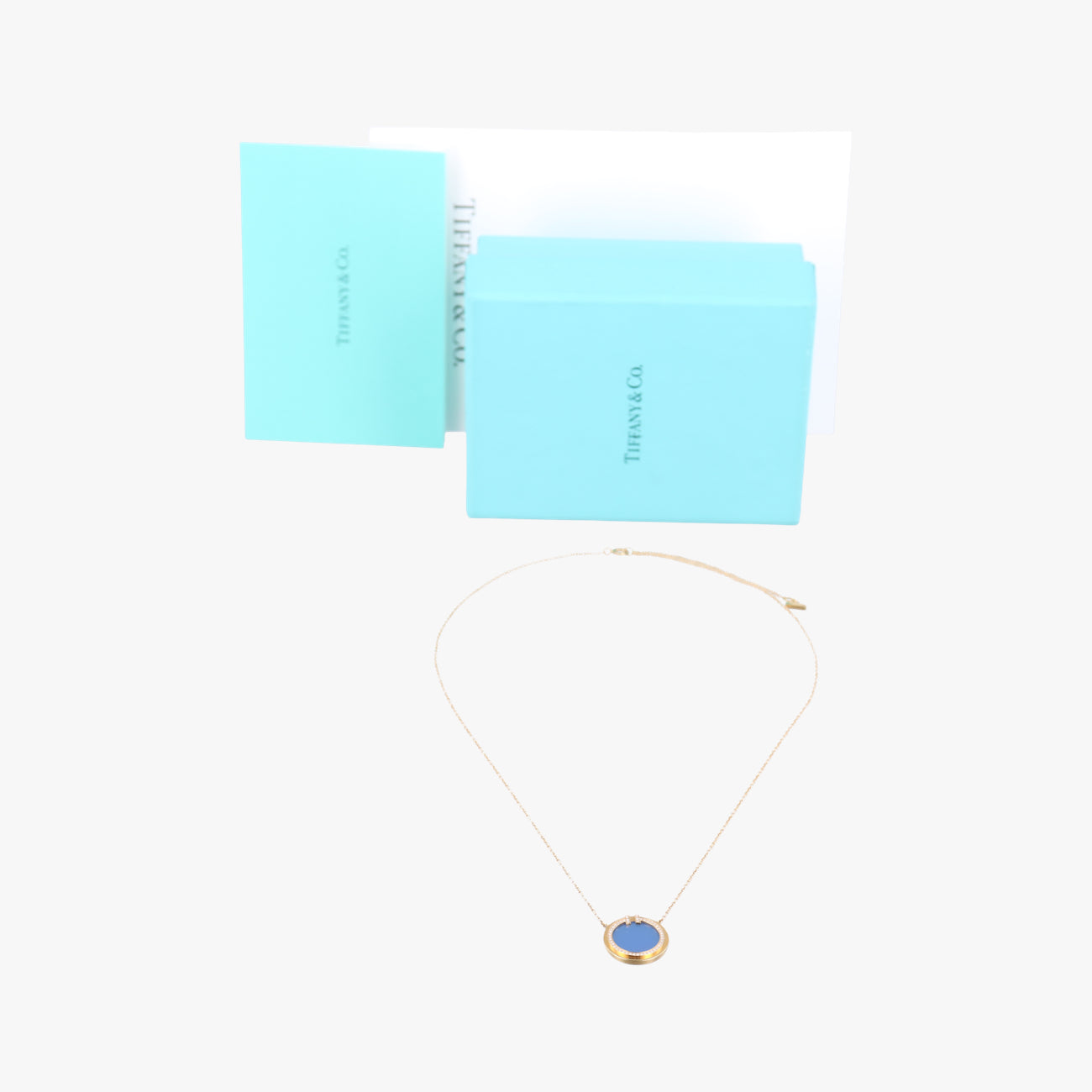 T Diamond & Mother Of Pearl Circle Pendant Blue×golden AU750 T トゥー ダイヤモンド&マザーオブパール サークル ペンダント ブルー×ゴールド AU750