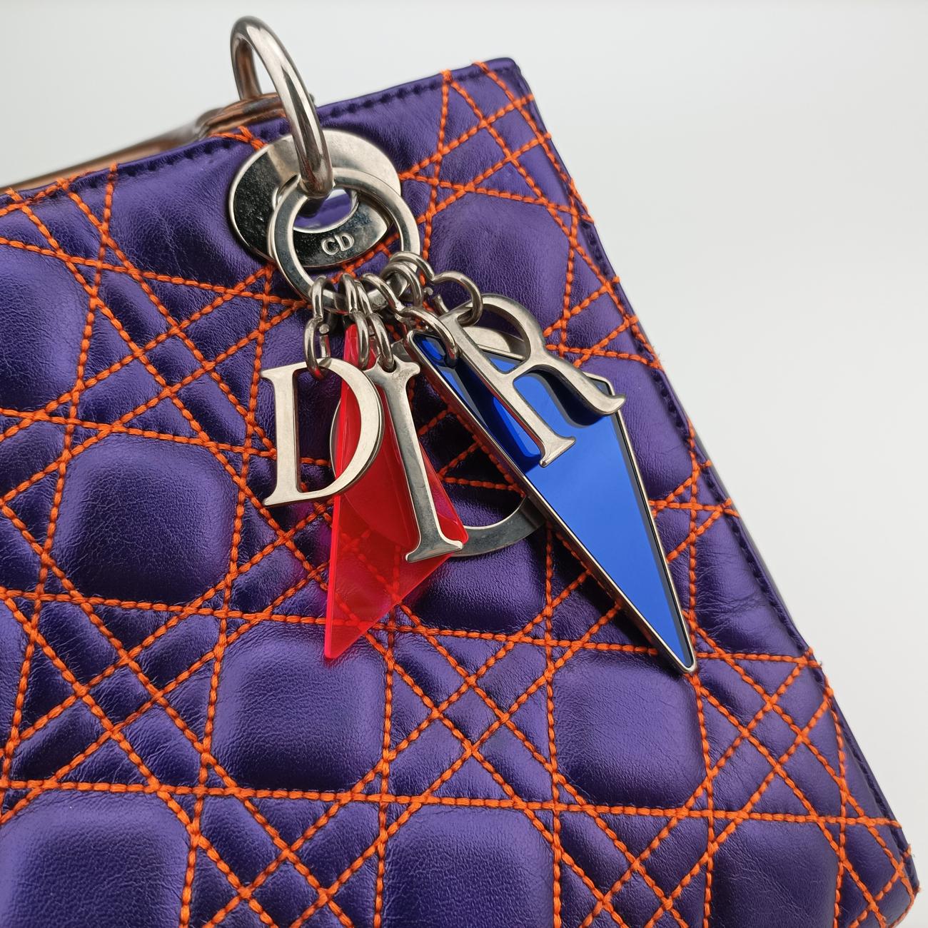 Lady Dior purple×orange Leather 15-BO-1121レディディオール パープル×オレンジ レザー 15-BO-1121