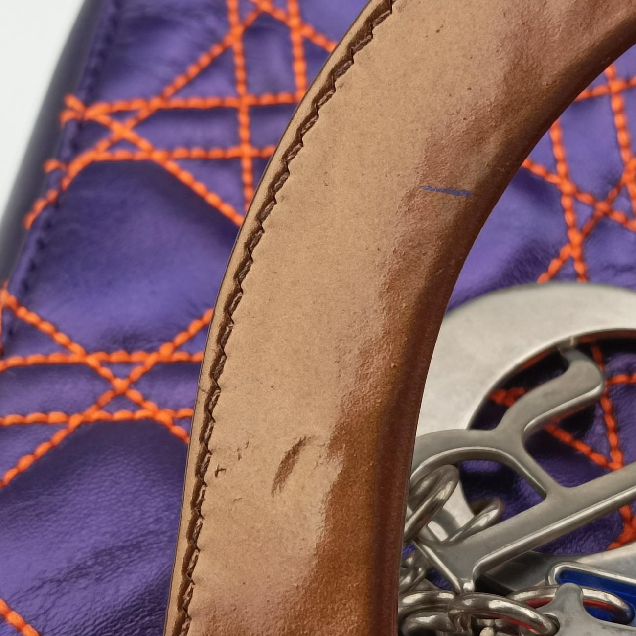 Lady Dior purple×orange Leather 15-BO-1121レディディオール パープル×オレンジ レザー 15-BO-1121
