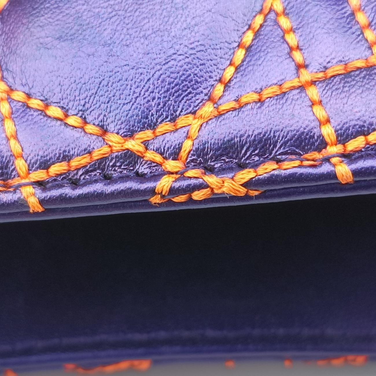 Lady Dior purple×orange Leather 15-BO-1121レディディオール パープル×オレンジ レザー 15-BO-1121