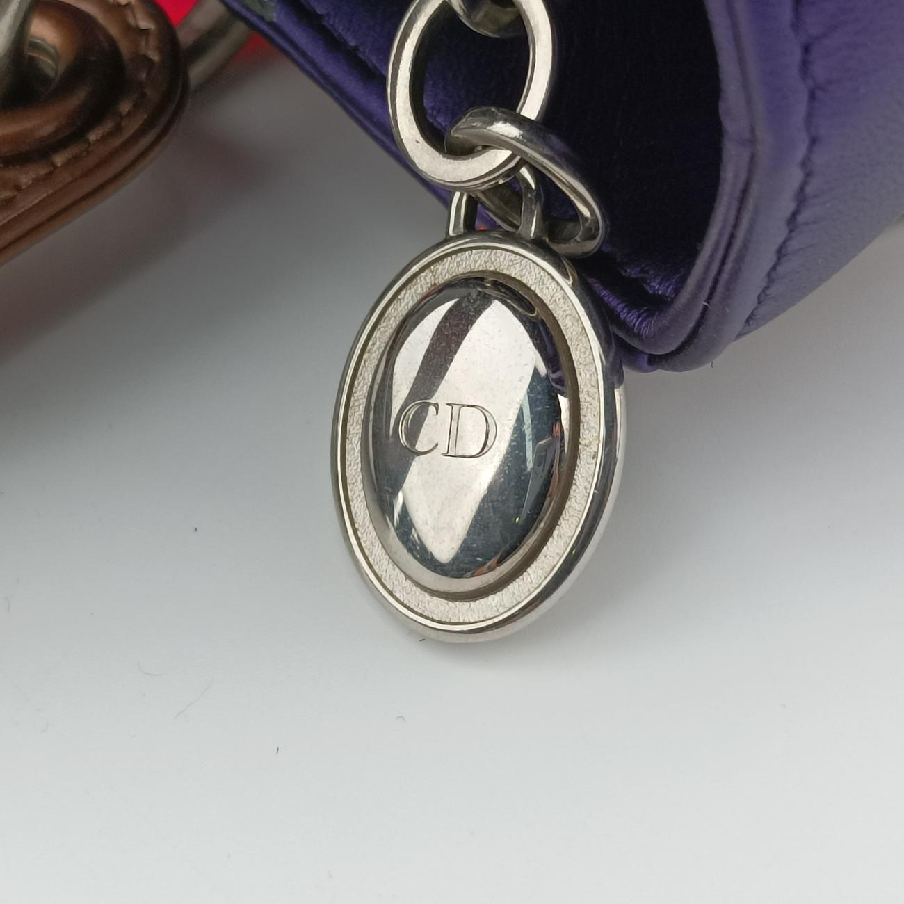 Lady Dior purple×orange Leather 15-BO-1121レディディオール パープル×オレンジ レザー 15-BO-1121