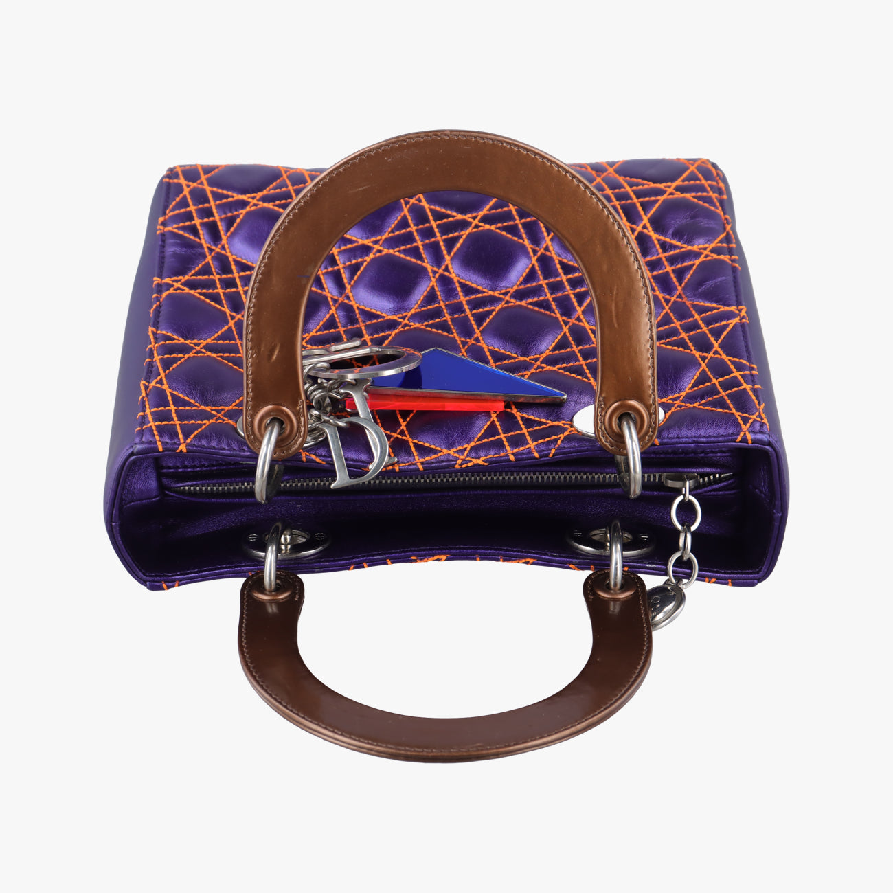 Lady Dior purple×orange Leather 15-BO-1121レディディオール パープル×オレンジ レザー 15-BO-1121
