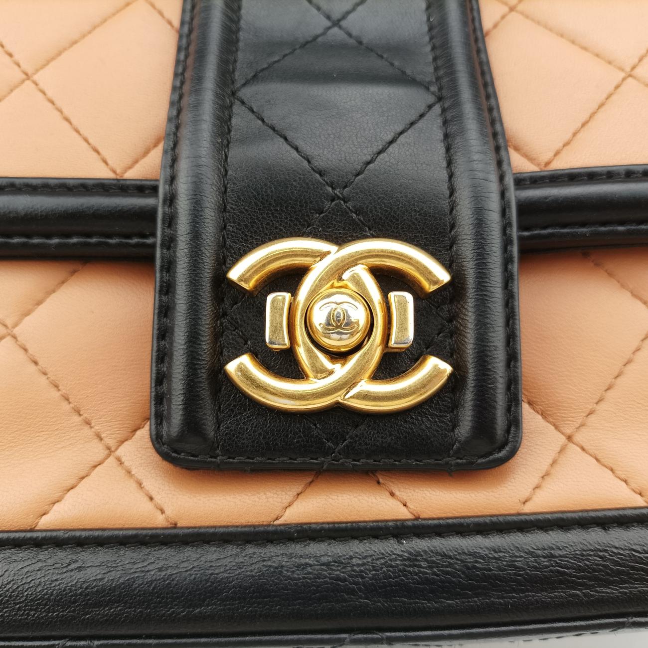 Elegant CC Flap Beige×black Leather A91365 23230869マトラッセ シングルフラップ ベージュ×ブラック レザー A91365 23230869