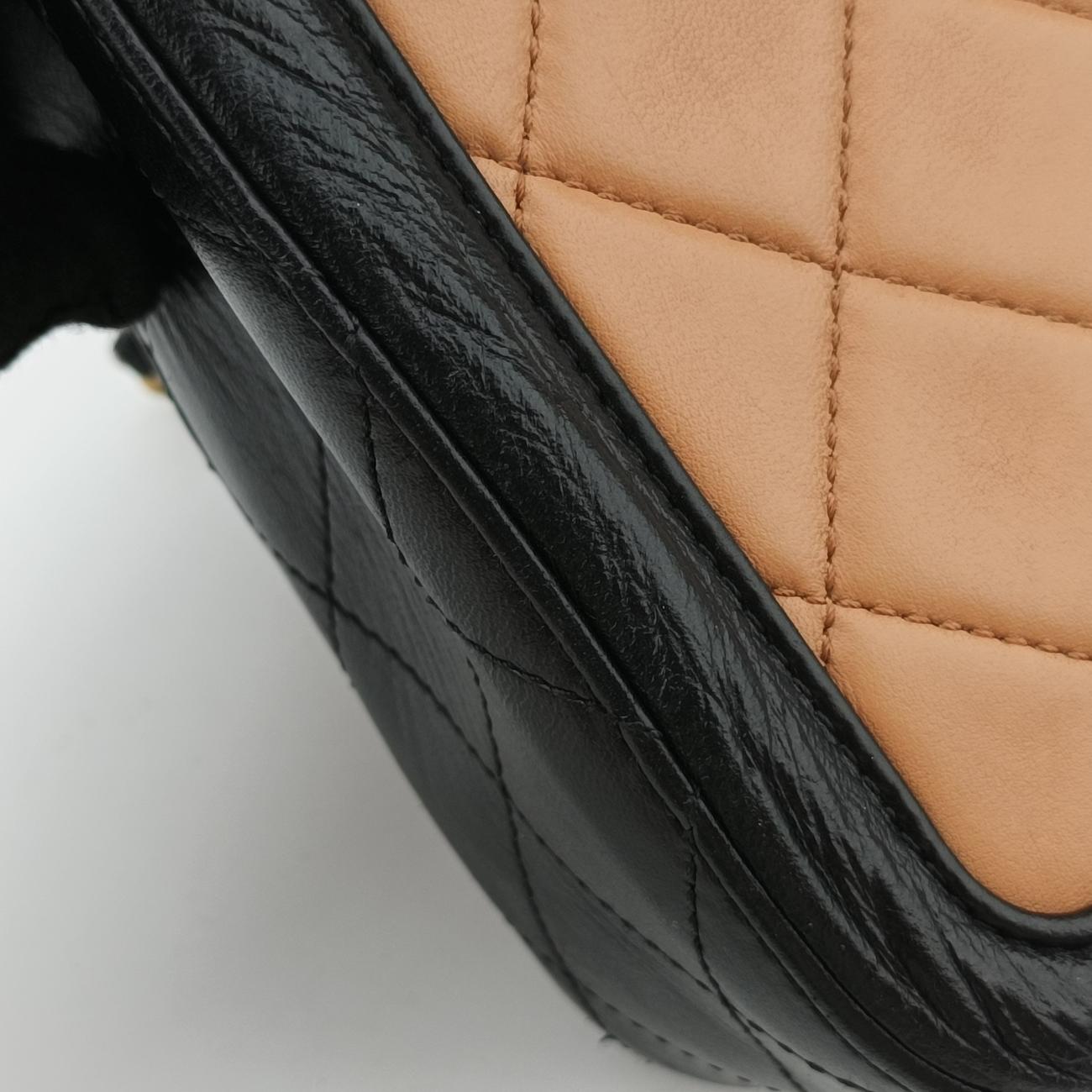 Elegant CC Flap Beige×black Leather A91365 23230869マトラッセ シングルフラップ ベージュ×ブラック レザー A91365 23230869