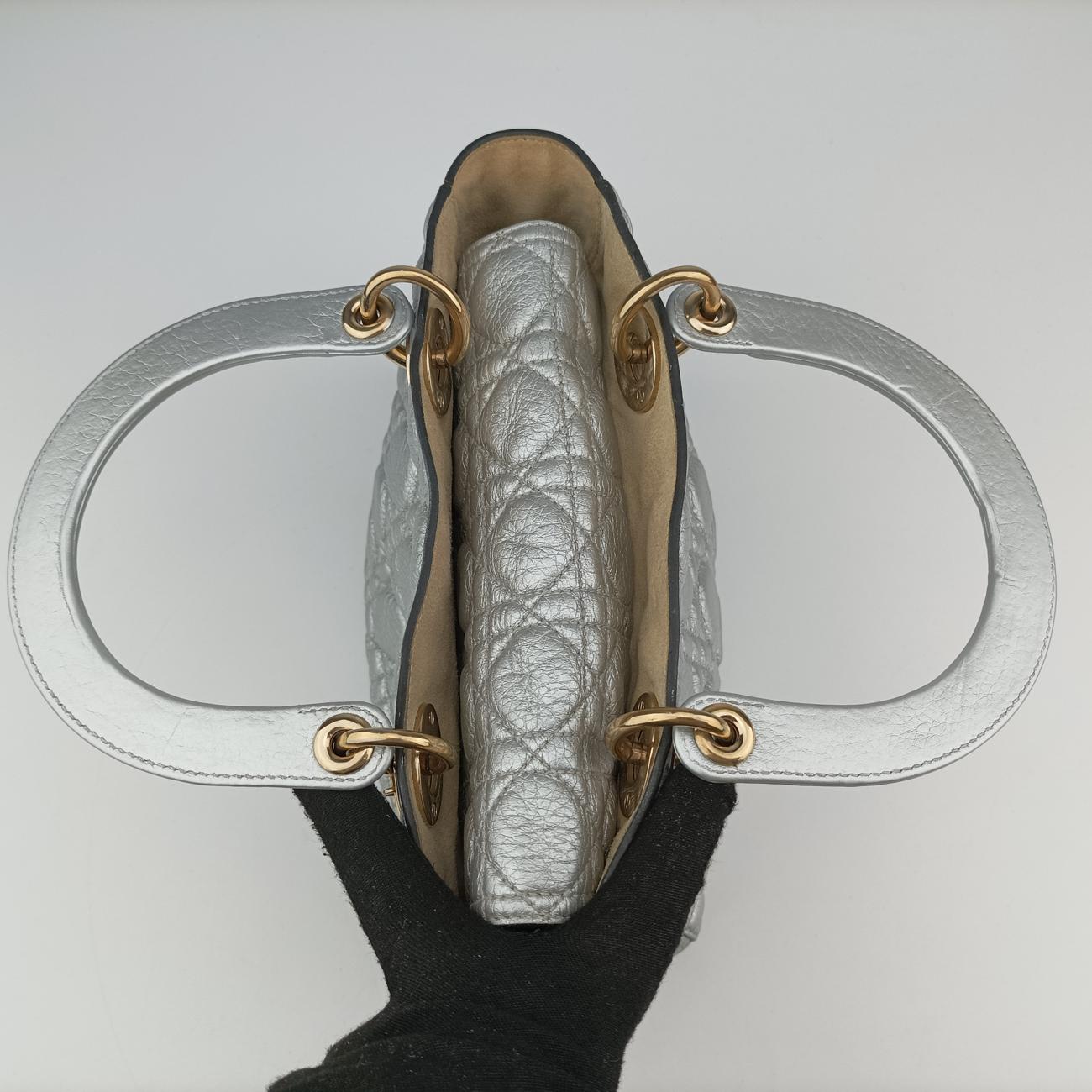 Lady Dior Silver Leather 09-BO-0137レディディオール シルバー レザー 09-BO-0137