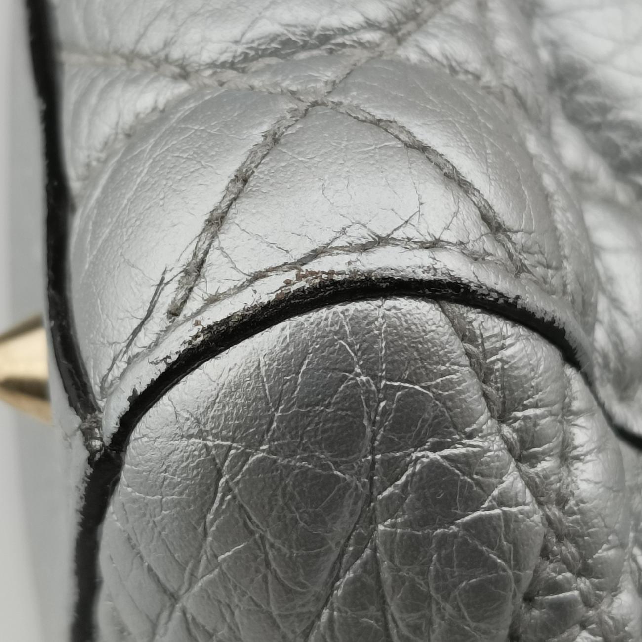 Lady Dior Silver Leather 09-BO-0137レディディオール シルバー レザー 09-BO-0137