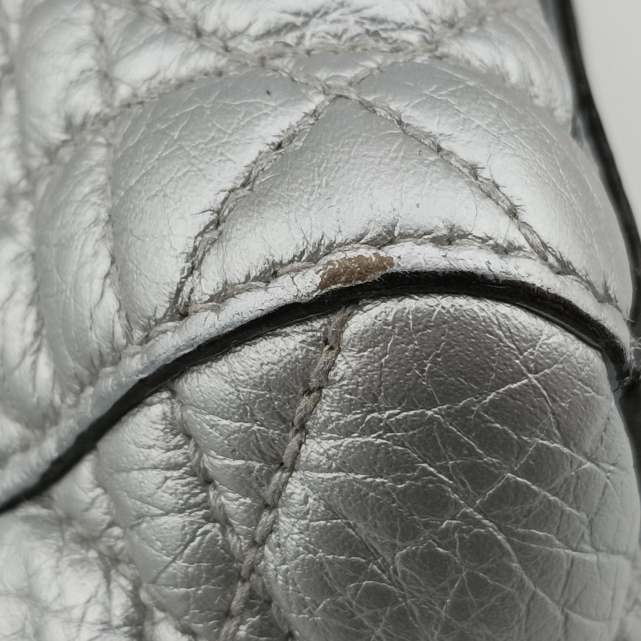 Lady Dior Silver Leather 09-BO-0137レディディオール シルバー レザー 09-BO-0137