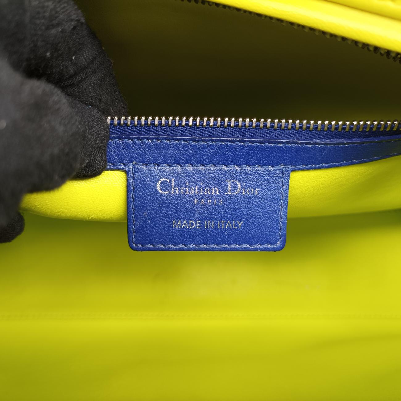 Lady Dior Rose Red x Yellow x Blue lambskin 15-BO-1103レディディオール ローズ レッド×イエロー×ブルー ラムスキン 15-BO-1103