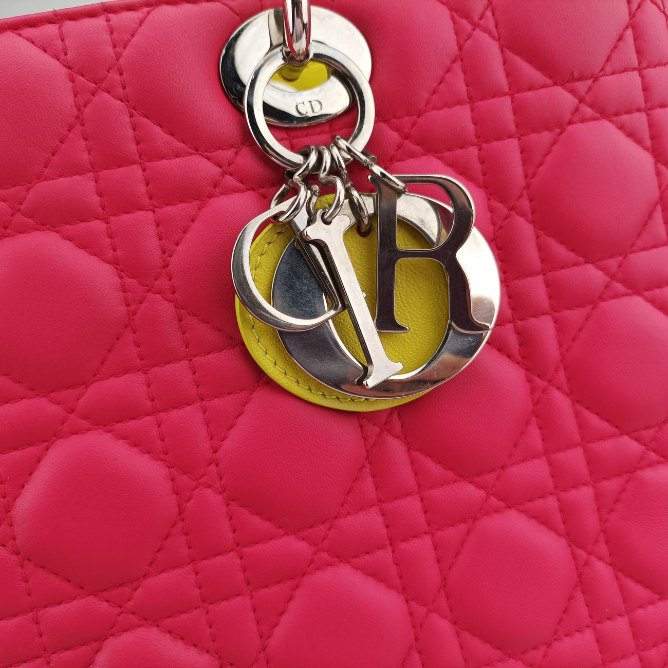 Lady Dior Rose Red x Yellow x Blue lambskin 15-BO-1103レディディオール ローズ レッド×イエロー×ブルー ラムスキン 15-BO-1103