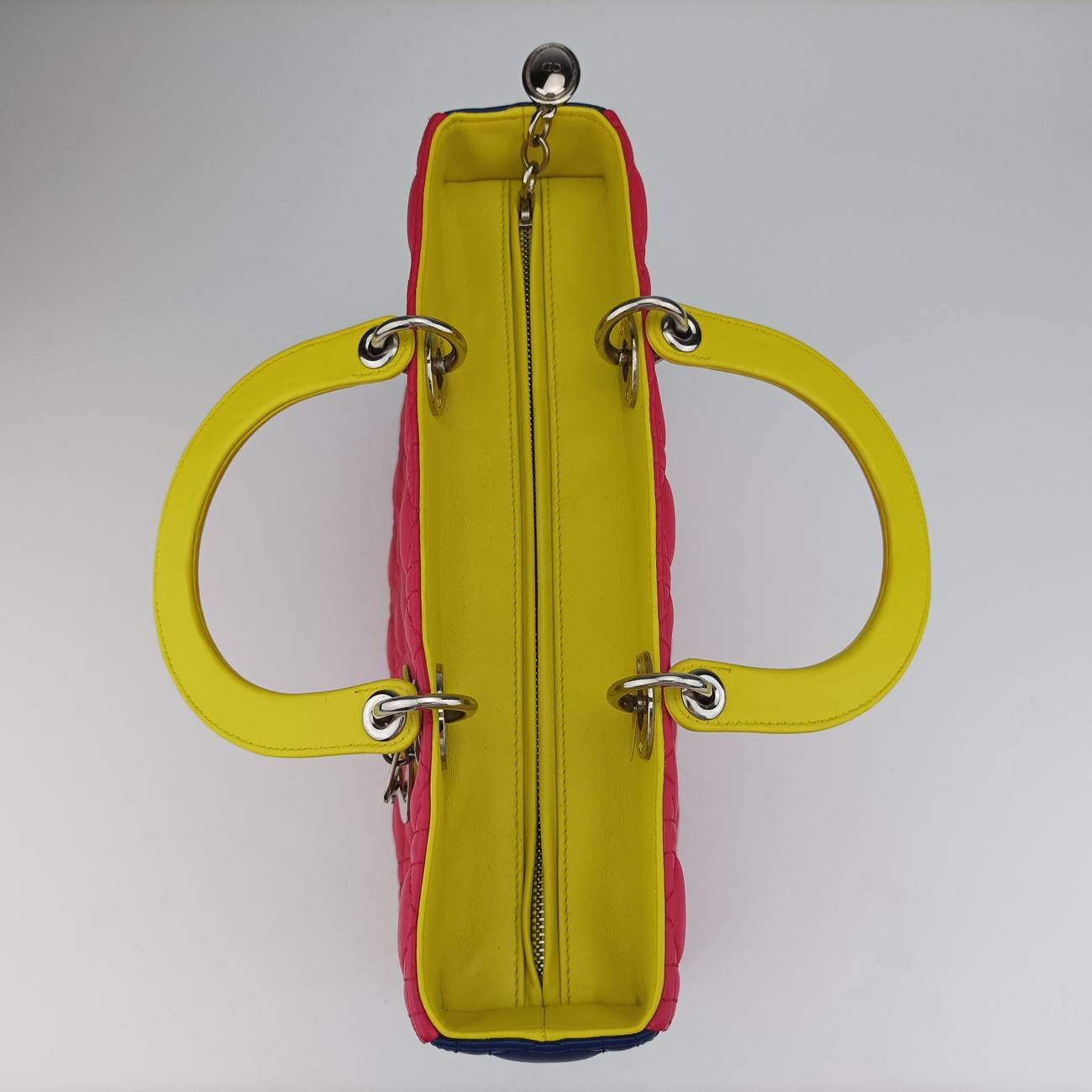 Lady Dior Rose Red x Yellow x Blue lambskin 15-BO-1103レディディオール ローズ レッド×イエロー×ブルー ラムスキン 15-BO-1103