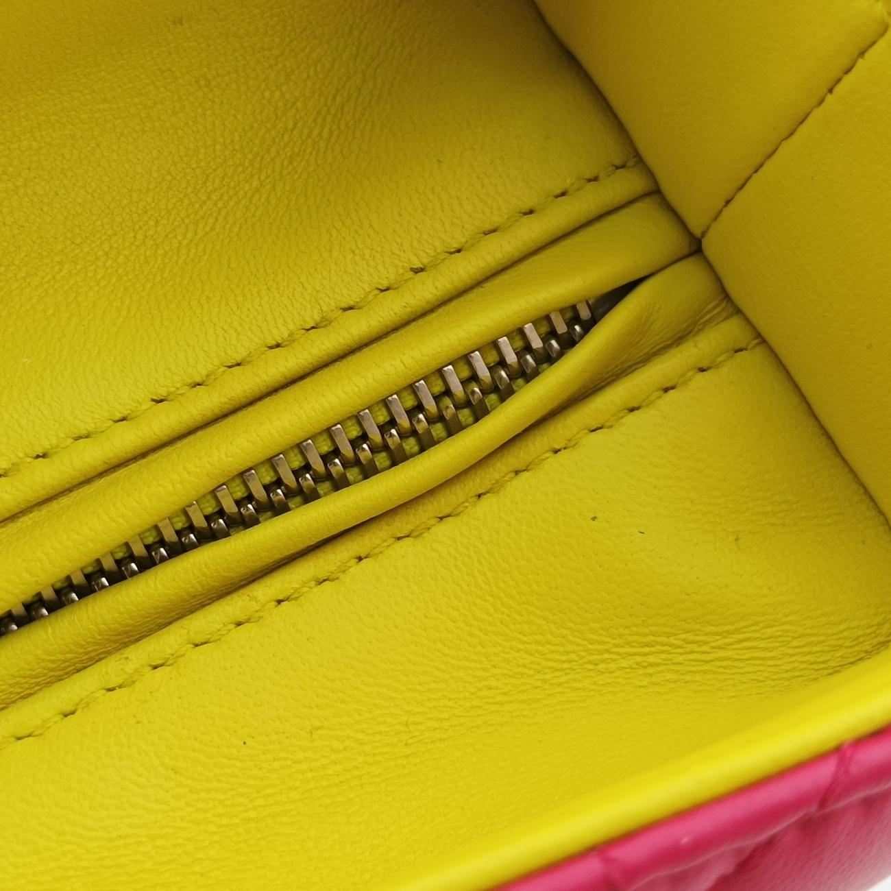 Lady Dior Rose Red x Yellow x Blue lambskin 15-BO-1103レディディオール ローズ レッド×イエロー×ブルー ラムスキン 15-BO-1103