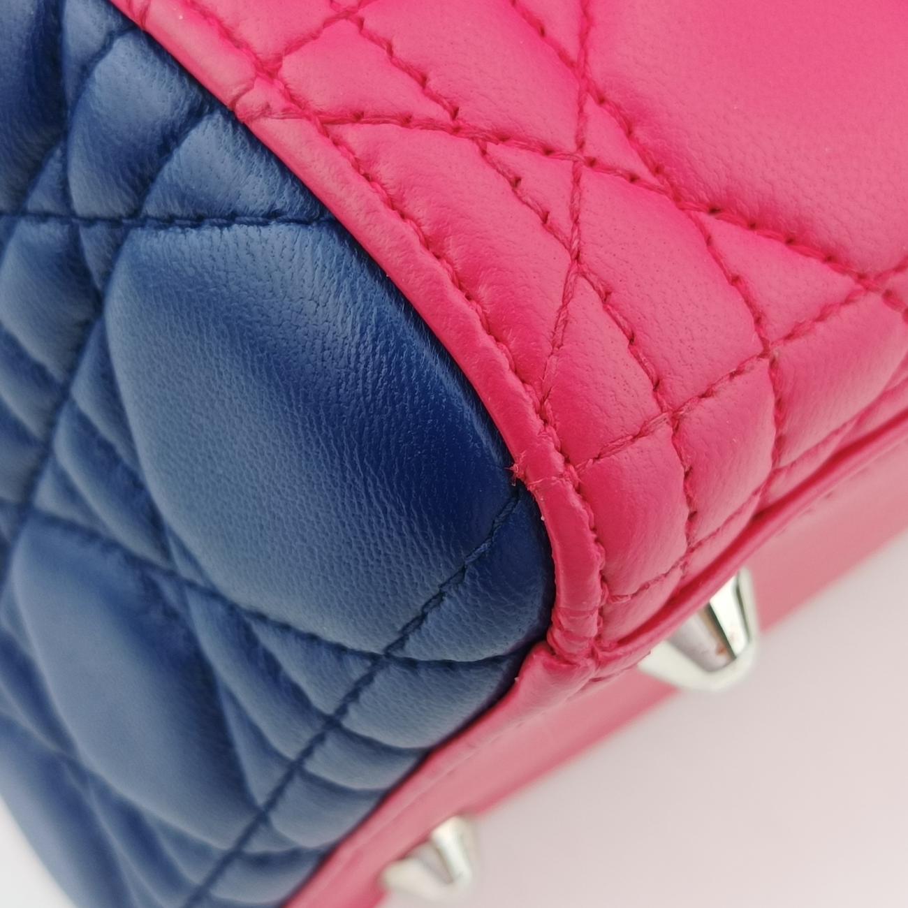 Lady Dior Rose Red x Yellow x Blue lambskin 15-BO-1103レディディオール ローズ レッド×イエロー×ブルー ラムスキン 15-BO-1103