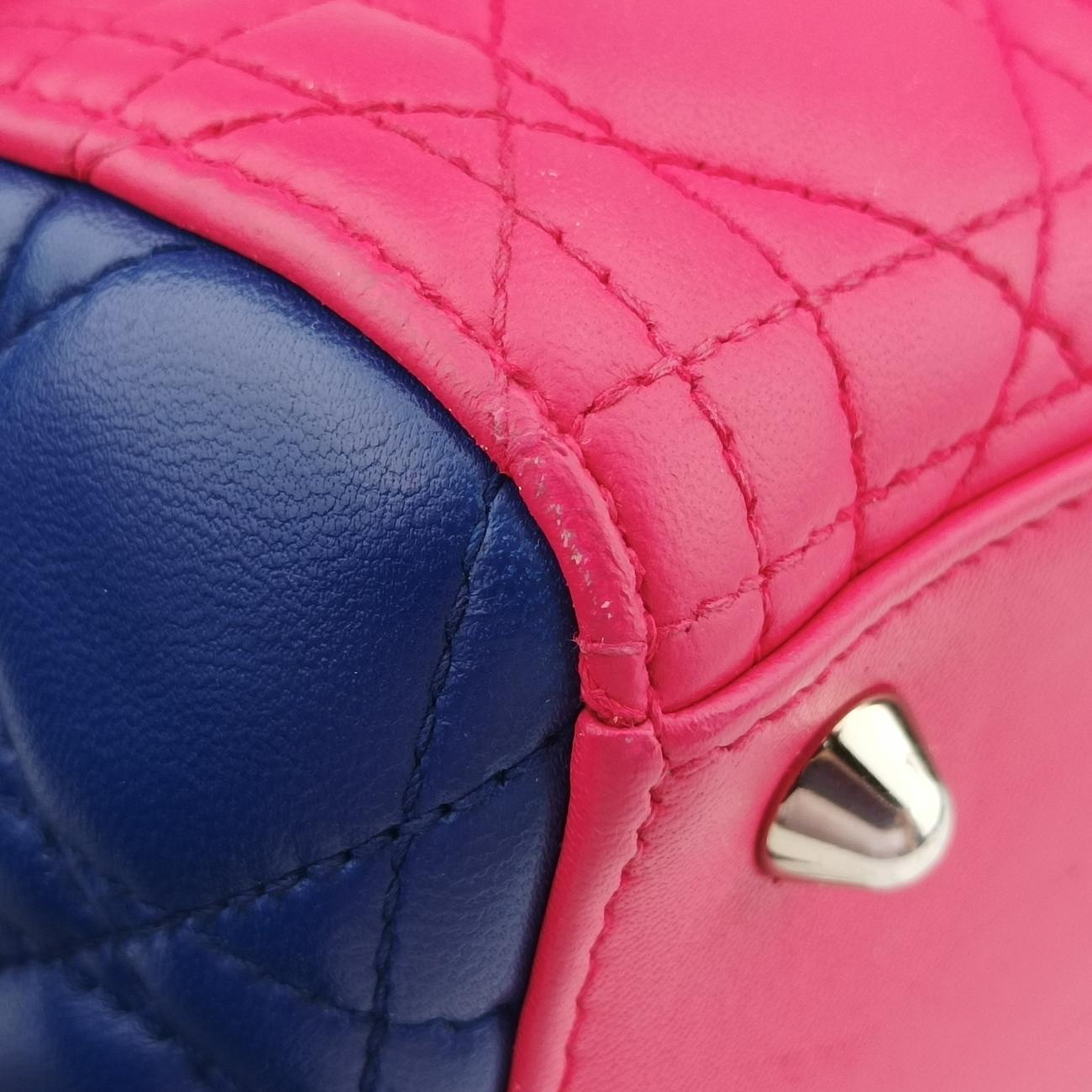 Lady Dior Rose Red x Yellow x Blue lambskin 15-BO-1103レディディオール ローズ レッド×イエロー×ブルー ラムスキン 15-BO-1103