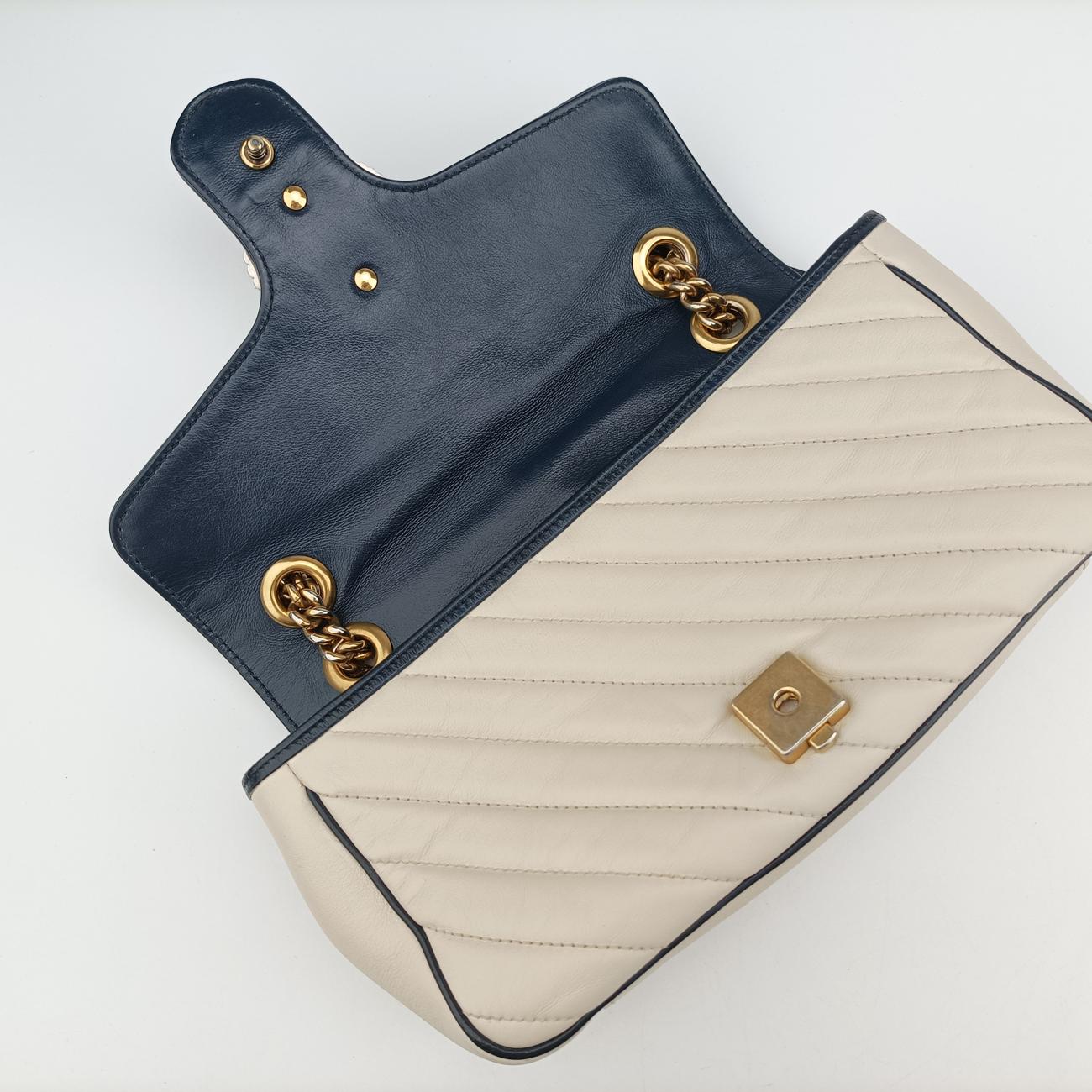 GG Marmont White×navy Leather 443497 B033547820GGマーモント ホワイト×ネイビー レザー 443497 B033547820