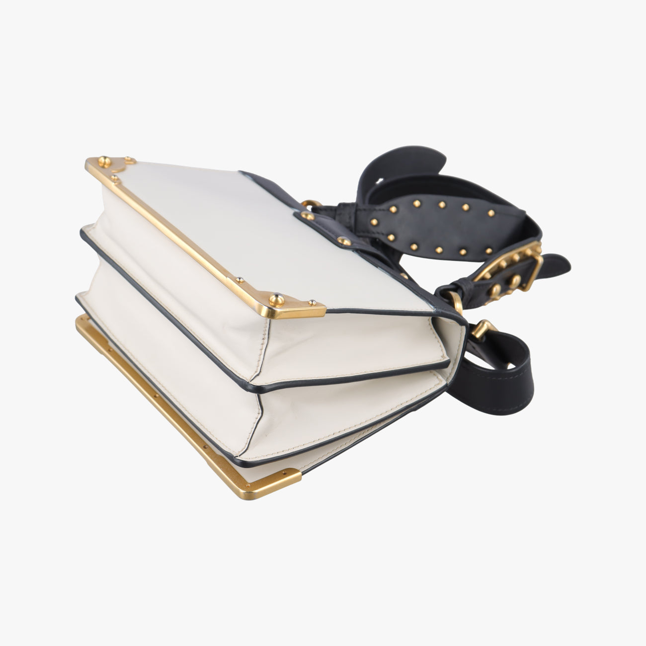 Cahier Black×white Leather×SAFFIANO Leather 1BD045 25カイエ ブラック×ホワイト レザー×サフィアーノレザー 1BD045 25