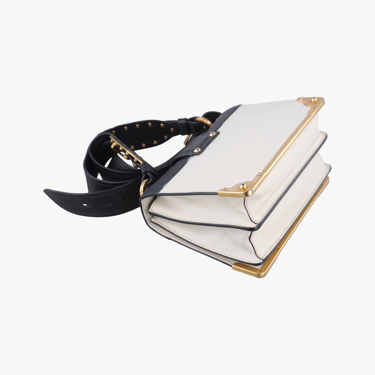 Cahier Black×white Leather×SAFFIANO Leather 1BD045 25カイエ ブラック×ホワイト レザー×サフィアーノレザー 1BD045 25