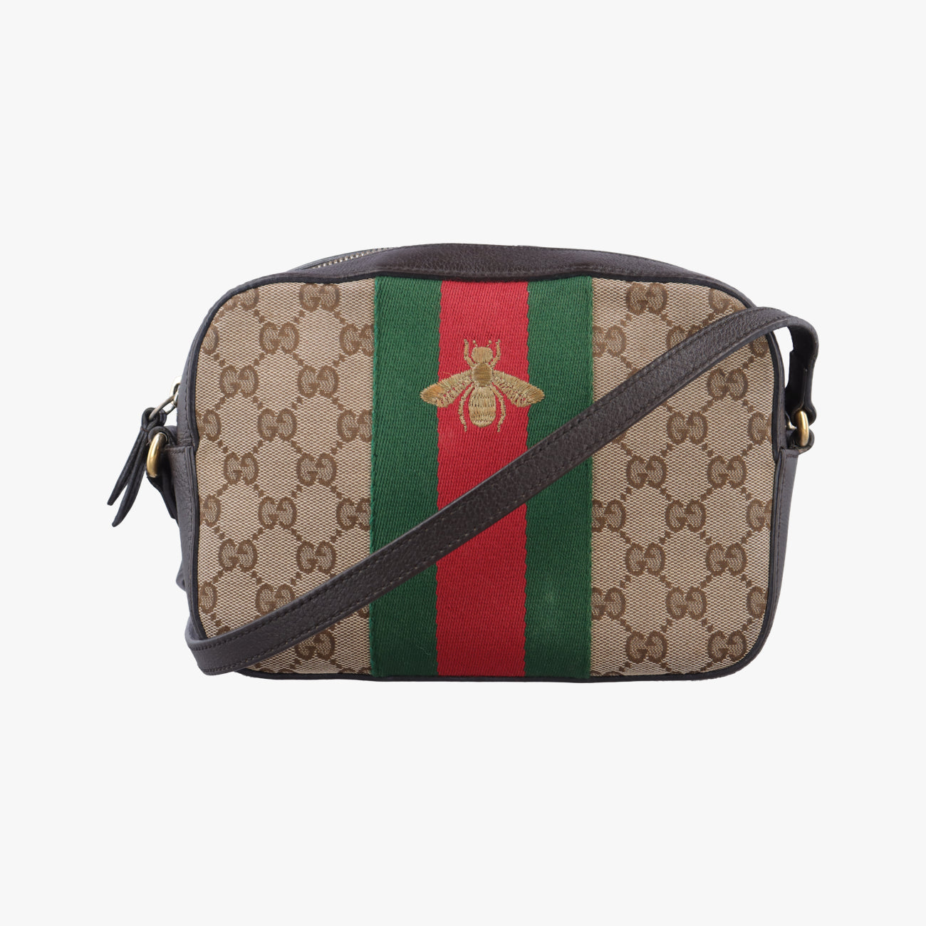 Bee Web Brown x Red x Green canvas x leather 412008 A019573417ビー ウェブ ブラウン×レッド×グリーン キャンバス×レザー 412008 A019573417