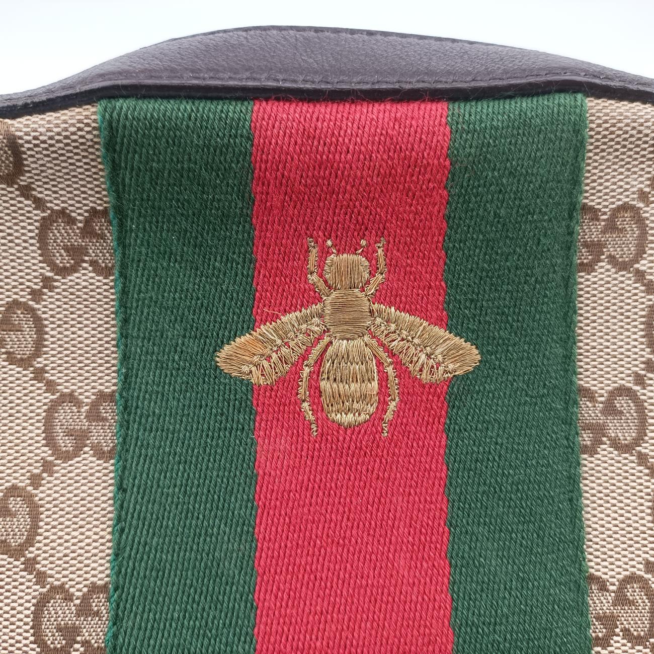 Bee Web Brown x Red x Green canvas x leather 412008 A019573417ビー ウェブ ブラウン×レッド×グリーン キャンバス×レザー 412008 A019573417