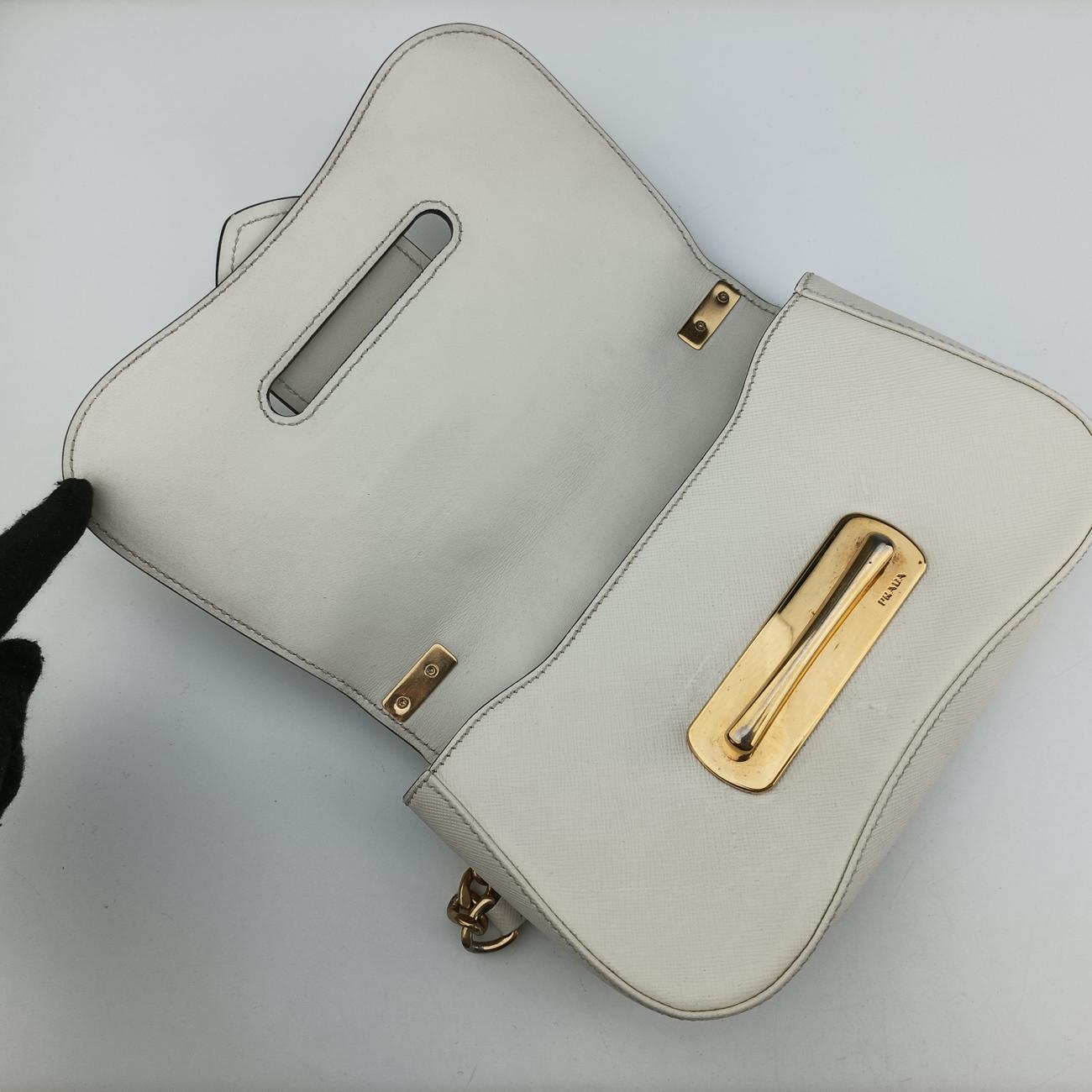 Sidonie White SAFFIANO Leather 1BD219 25 Fシドニー ホワイト サフィアーノレザー 1BD219 25 F