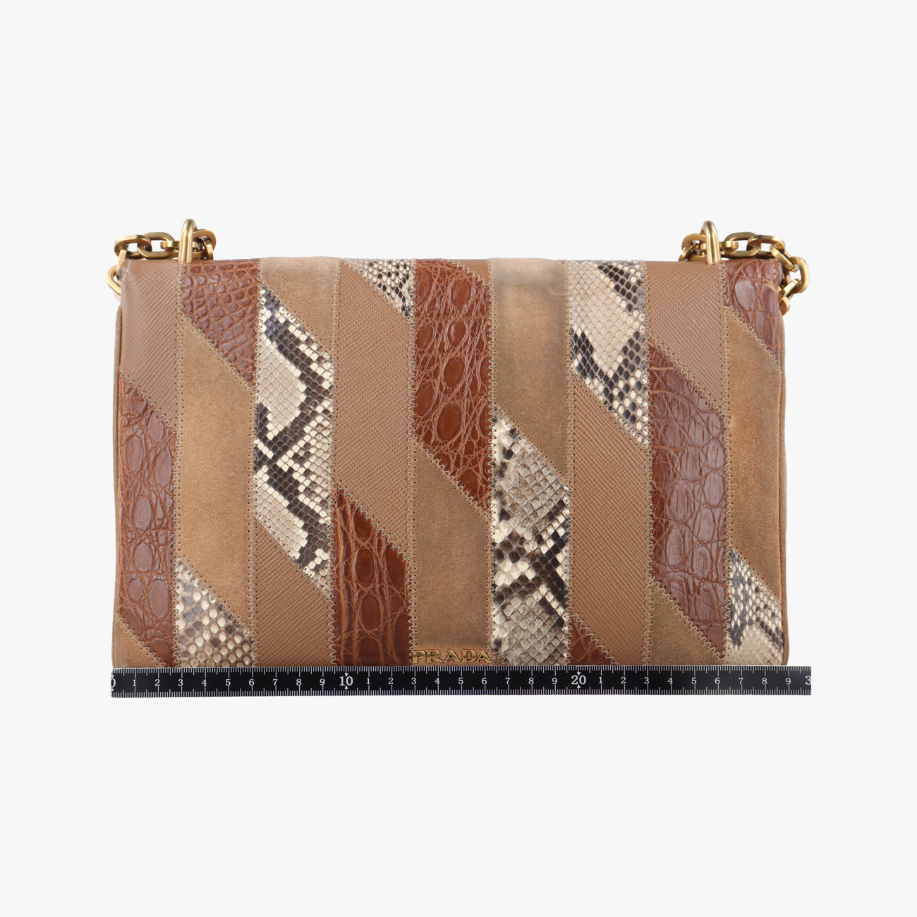 logo chain Brown×Multicolour Leather x Suede 1BD009 31/Eロゴ チェーン ブラウン ×マルチカラー レザー×スエード 1BD009 31/E