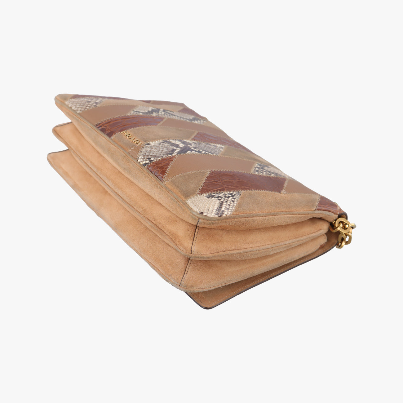 logo chain Brown×Multicolour Leather x Suede 1BD009 31/Eロゴ チェーン ブラウン ×マルチカラー レザー×スエード 1BD009 31/E