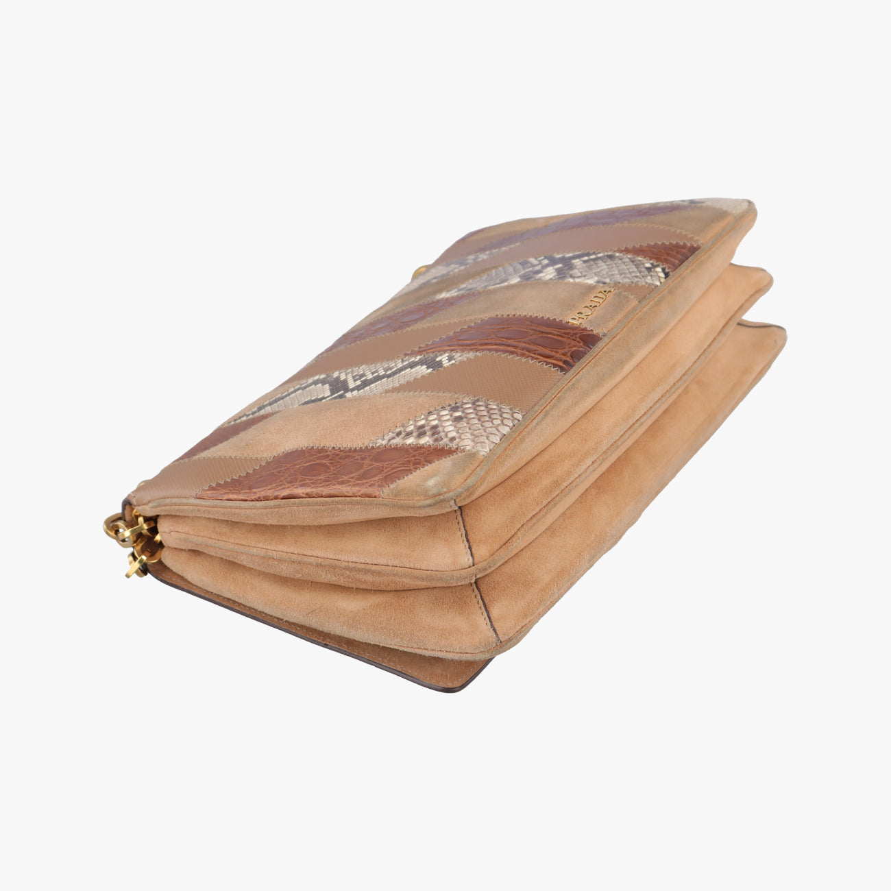 logo chain Brown×Multicolour Leather x Suede 1BD009 31/Eロゴ チェーン ブラウン ×マルチカラー レザー×スエード 1BD009 31/E