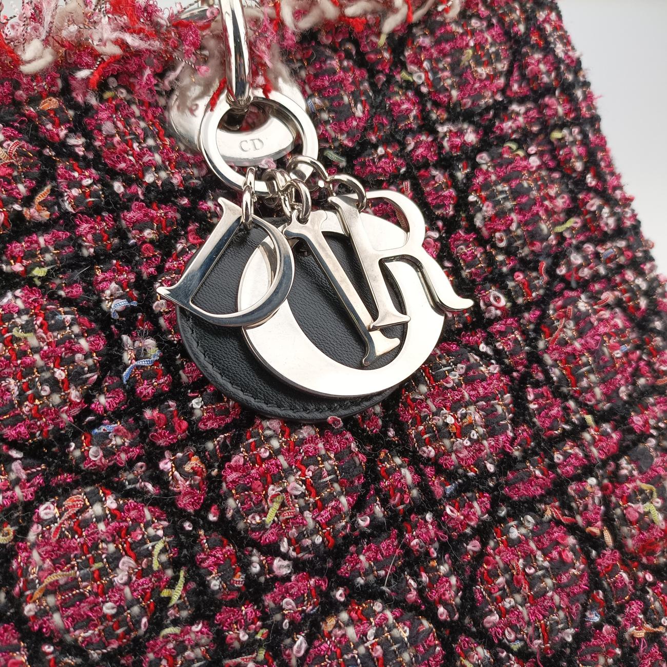 Lady Dior Pink×Multicolour Tweed x Leather 01-MA-0151レディディオール ピンク×マルチカラー ツイード×レザー 01-MA-0151