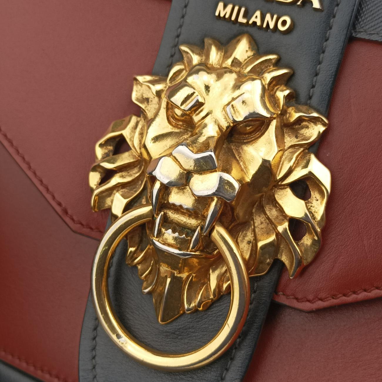 Animalier Cahier Lions Head Burgundy×black Leather 1BD089 25カイエ ライオンヘッド ワインレッド×ブラック レザー 1BD089 25