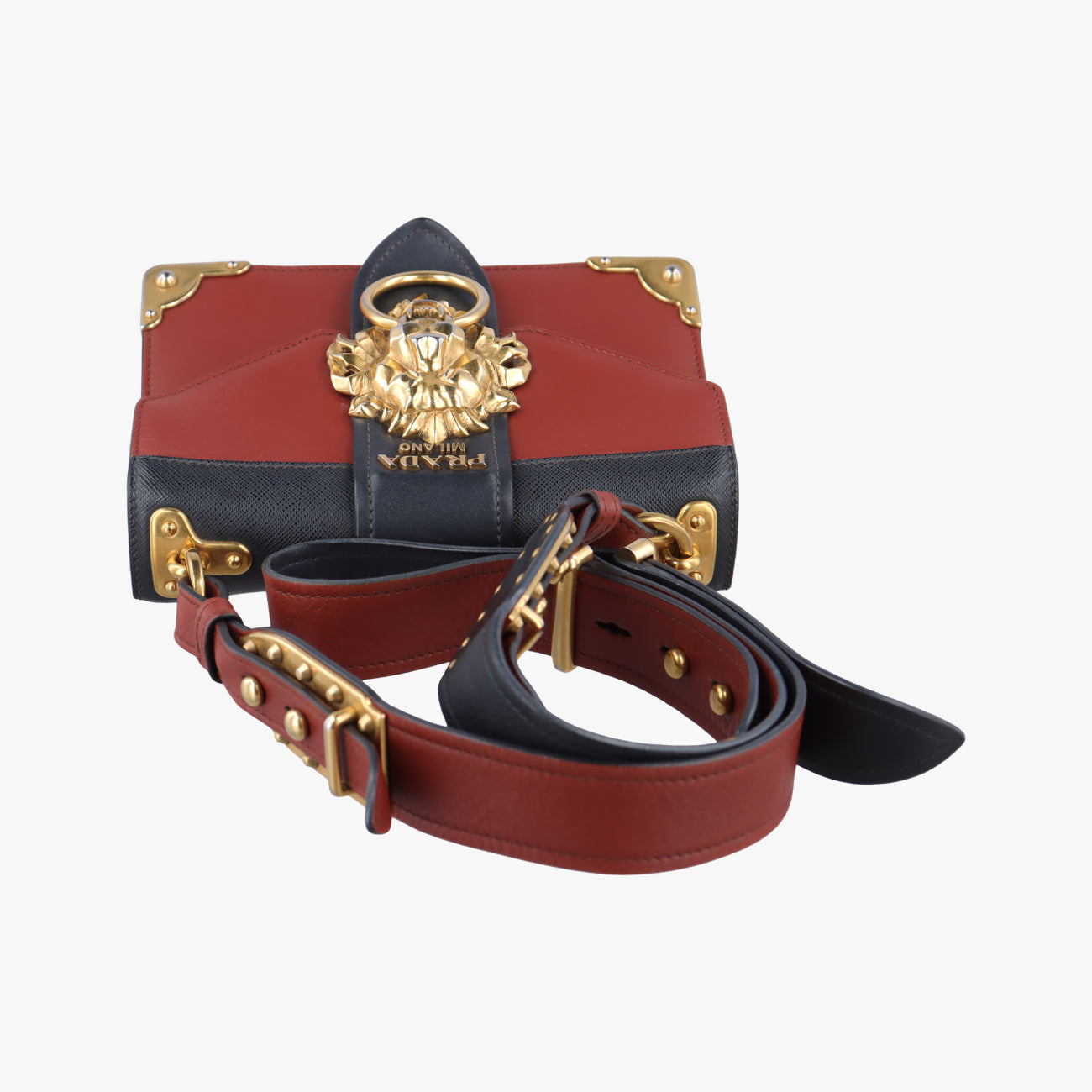 Animalier Cahier Lions Head Burgundy×black Leather 1BD089 25カイエ ライオンヘッド ワインレッド×ブラック レザー 1BD089 25