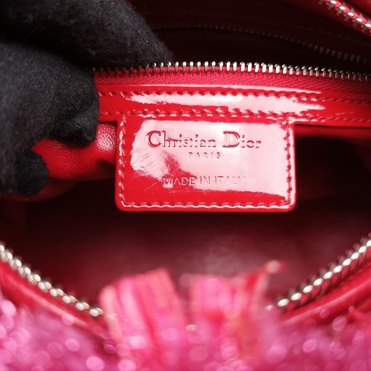 Lady Dior Heart Crystal Cannage Fringe Red×Multicolour Tweed×Enamel 11-MA-1102レディ ディオール ハート クリスタル カナージュ フリンジ レッド×マルチカラー ツイード×エナメル 11-MA-1102