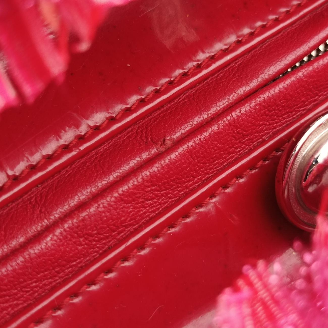 Lady Dior Heart Crystal Cannage Fringe Red×Multicolour Tweed×Enamel 11-MA-1102レディ ディオール ハート クリスタル カナージュ フリンジ レッド×マルチカラー ツイード×エナメル 11-MA-1102