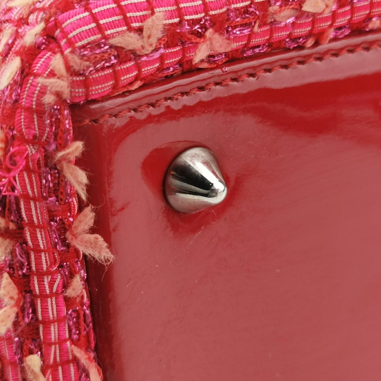 Lady Dior Heart Crystal Cannage Fringe Red×Multicolour Tweed×Enamel 11-MA-1102レディ ディオール ハート クリスタル カナージュ フリンジ レッド×マルチカラー ツイード×エナメル 11-MA-1102