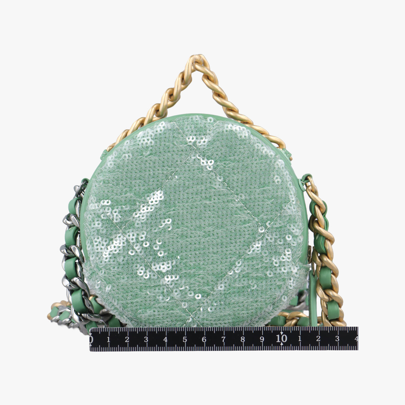 CHANEL 19 Round Green Sequins×Leather AP0945 30745163シャネル19ラウンド グリーン スパンコール×レザー AP0945 30745163