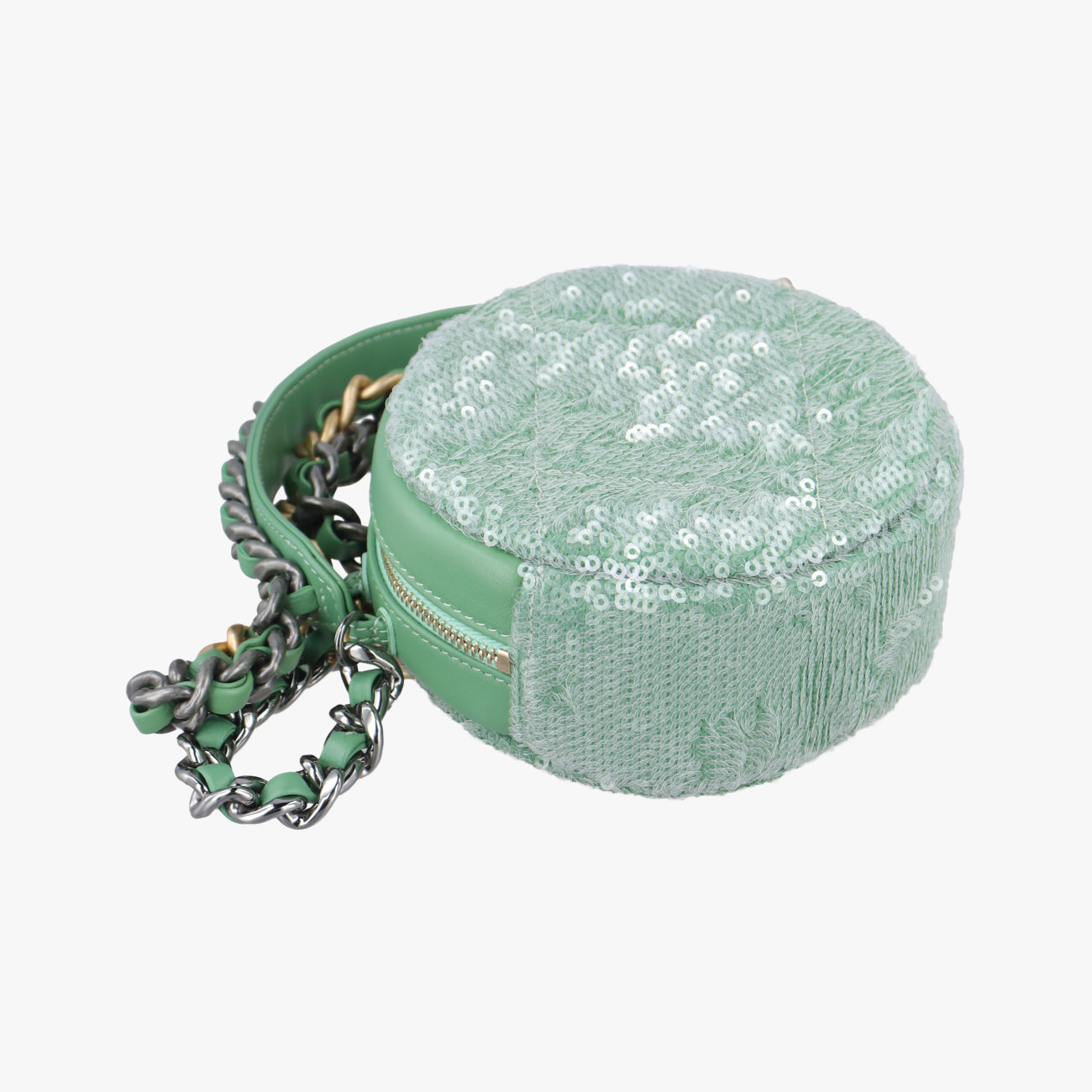 CHANEL 19 Round Green Sequins×Leather AP0945 30745163シャネル19ラウンド グリーン スパンコール×レザー AP0945 30745163