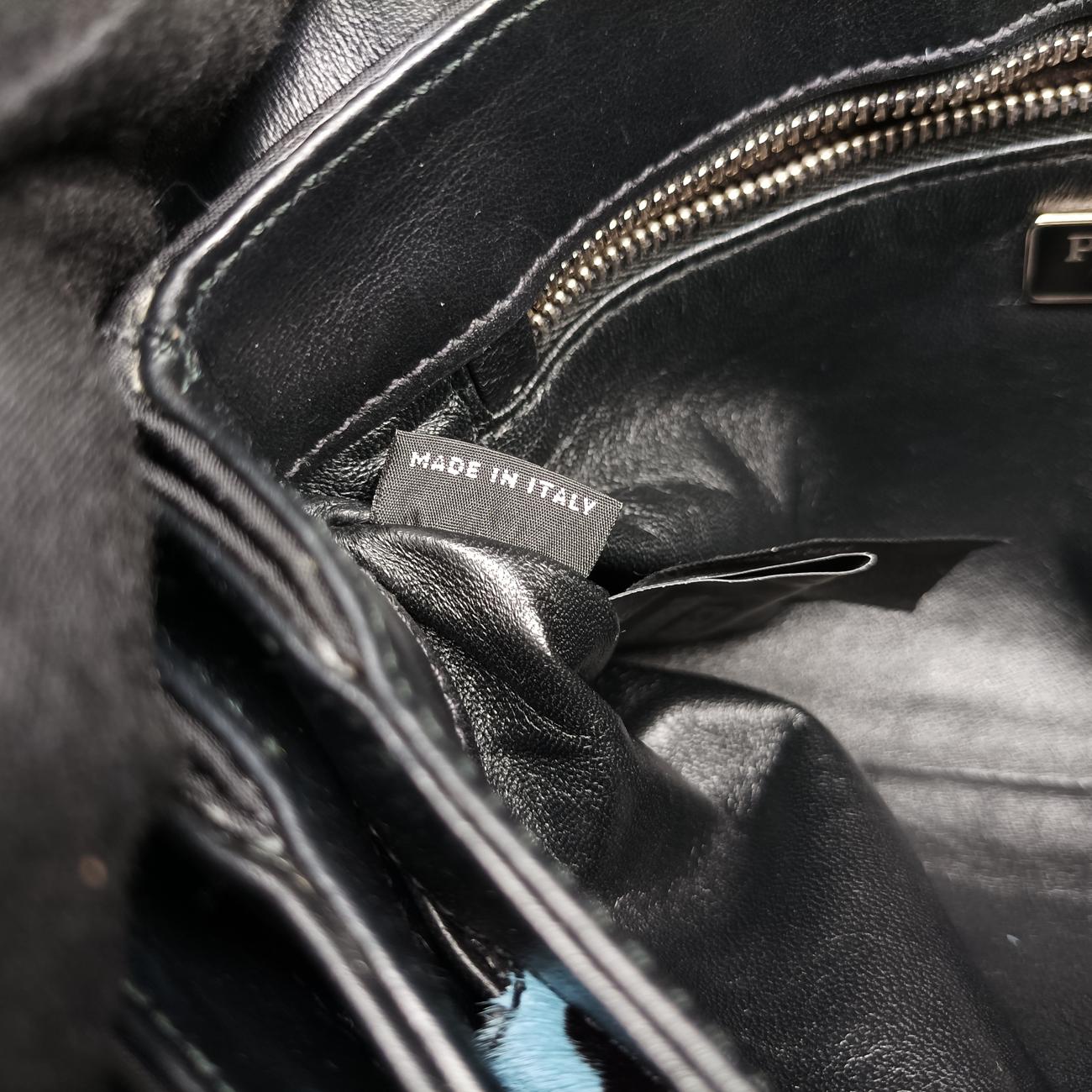 Leopard print Blue x Black x Multicolor ponyhair×nylon 1BD009 117レオパード柄 ブルー×ブラック×マルチカラー ハラコ×ナイロン 1BD009 117