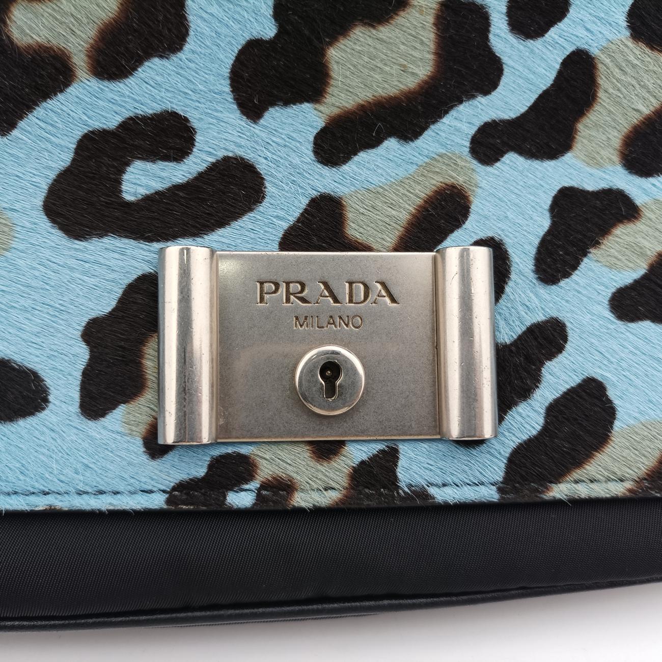 Leopard print Blue x Black x Multicolor ponyhair×nylon 1BD009 117レオパード柄 ブルー×ブラック×マルチカラー ハラコ×ナイロン 1BD009 117