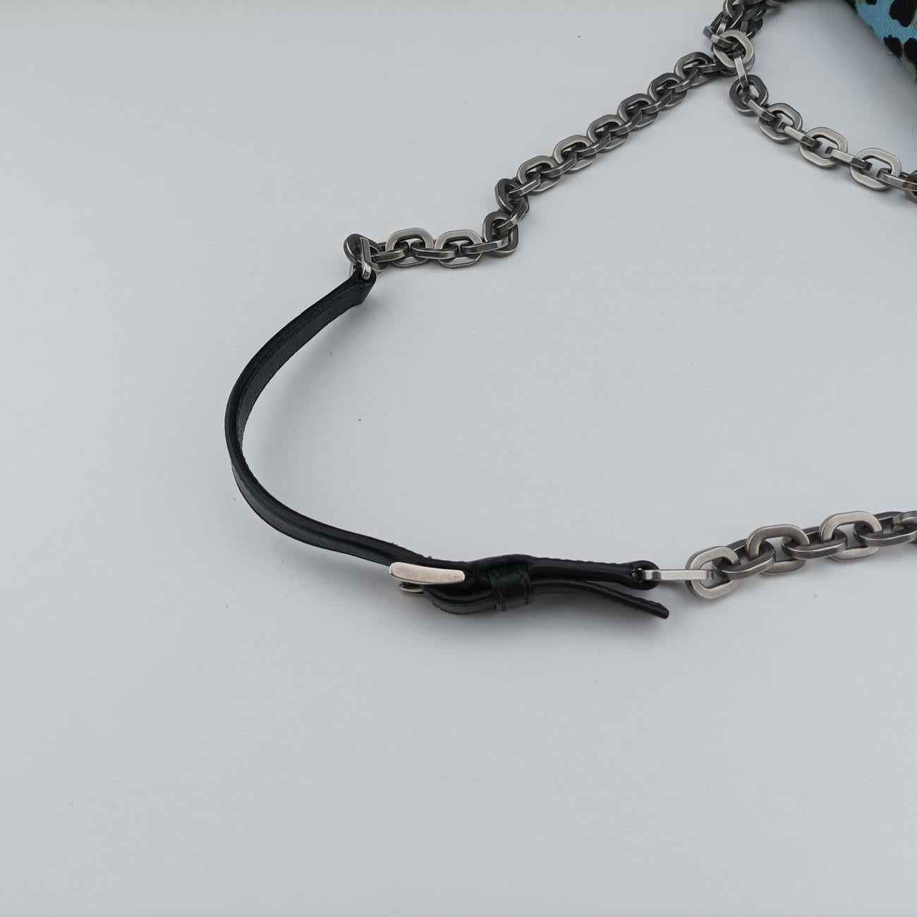 Leopard print Blue x Black x Multicolor ponyhair×nylon 1BD009 117レオパード柄 ブルー×ブラック×マルチカラー ハラコ×ナイロン 1BD009 117